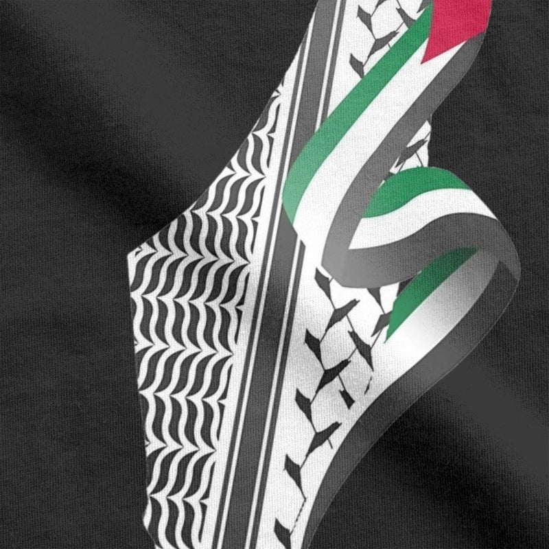 Palestine Map T-Shirt Men Round Neck Cotton Short Sleeve T-Shirt