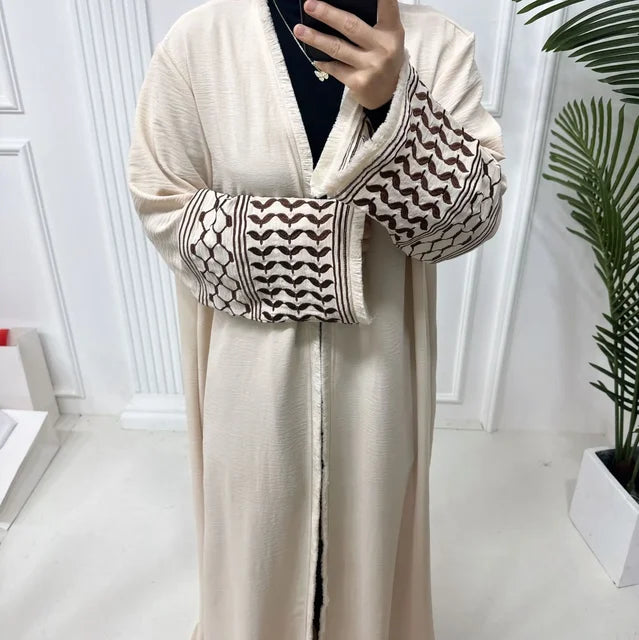 2024 New Soft Crepe Ticking Palestine  Abaya