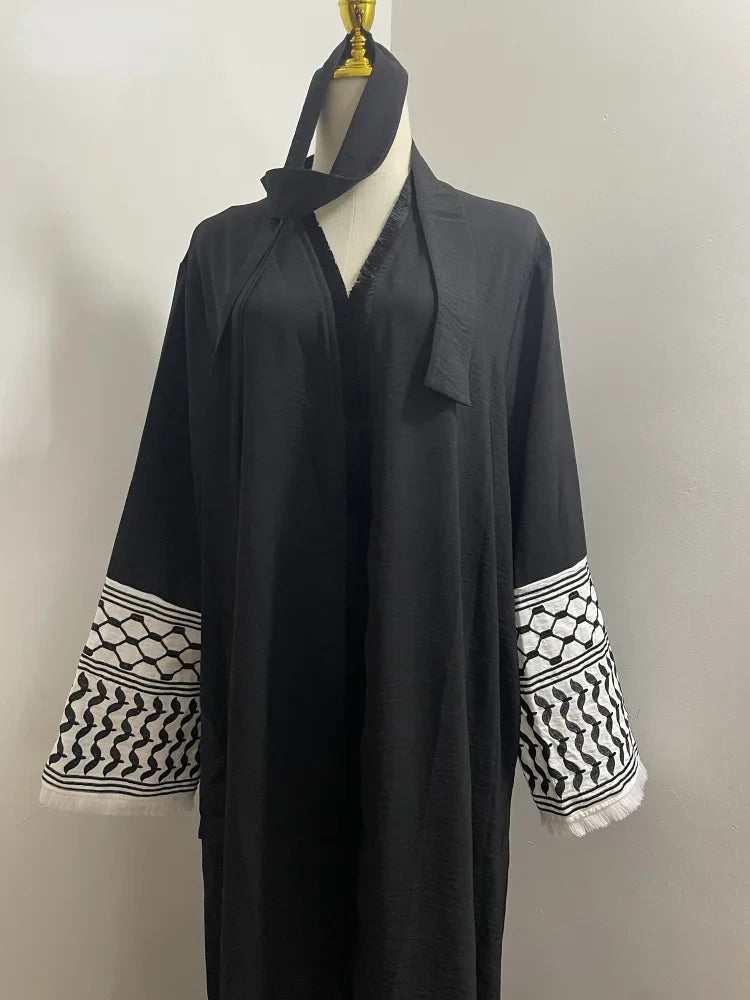 2024 New Soft Crepe Ticking Palestine  Abaya