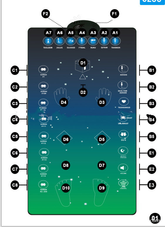 Intelligenter elektronischer Gebetsteppich für Erwachsene