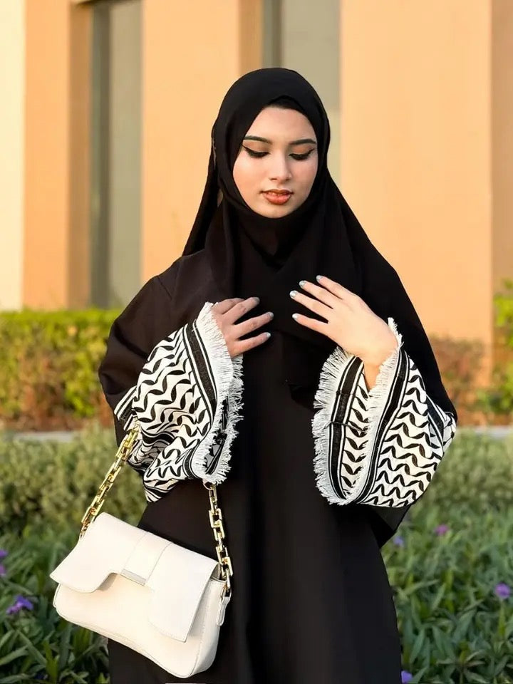 2024 New Soft Crepe Ticking Palestine  Abaya