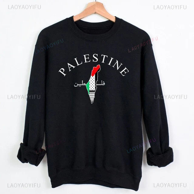 Palestine Map T-Shirt White/Black