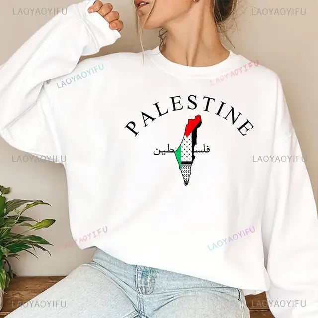 Palestine Map T-Shirt White/Black