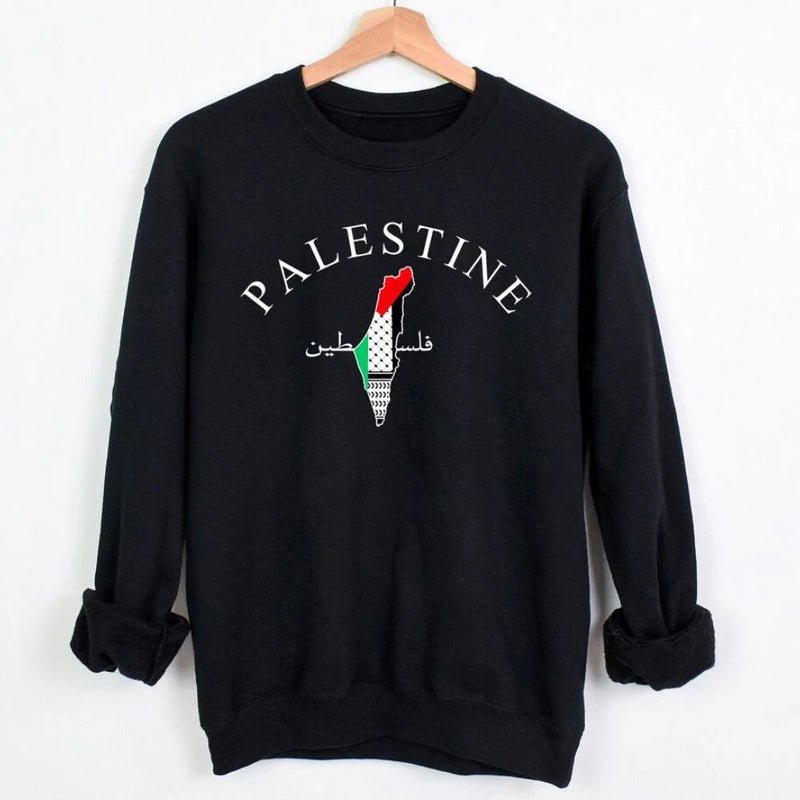 Palestine Map T-Shirt White/Black