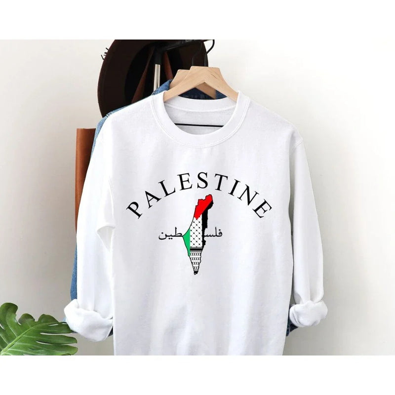 Palestine Map T-Shirt White/Black